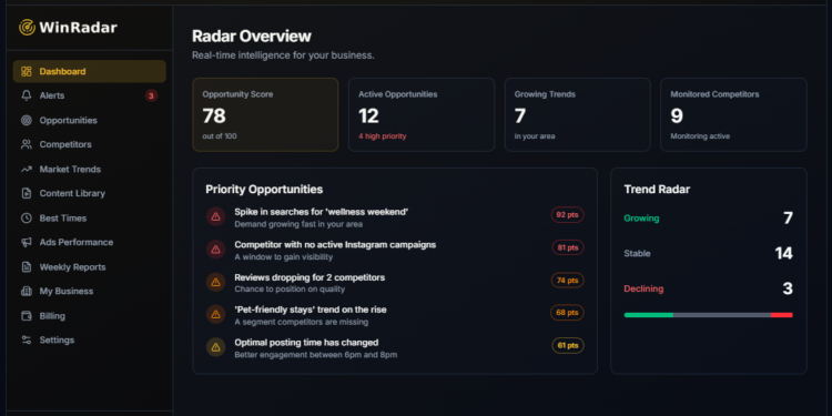 Cómo ayuda WinRadar.ai a mejorar la estrategia de marketing de un negocio